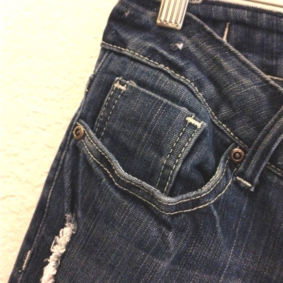 Z.CO Premium Jeans DARK BLUE Distressed High Rise FLARES Size 7 Boot Cut Bohemia - Picture 9 of 14